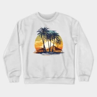 Natural background, sunset at the side of the river on palm branches Crewneck Sweatshirt